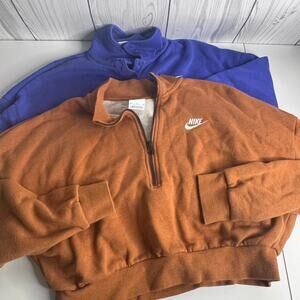 Set of 2 Nike Cropped Quarter Zip Brown Royal Blue Size Medium